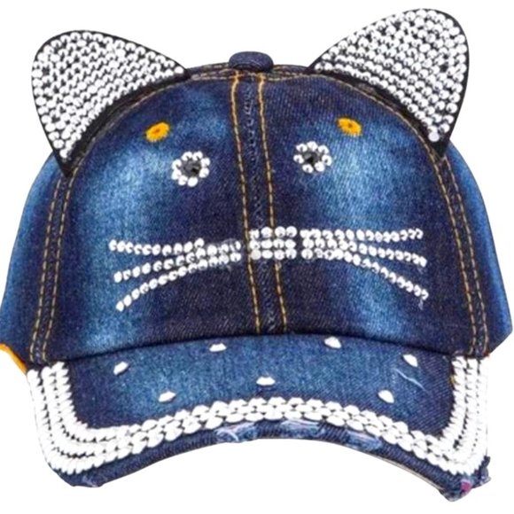 Accessories - Bling Kitty Denim Hat